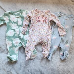 Newborn Baby Girl Carters Footie Bundle